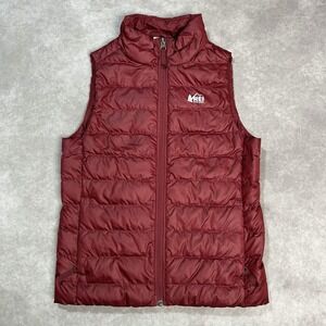 REI Co-Op Kids Down Vest size Medium (10-12) Cranberry Red Puffer Full Zip